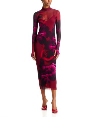 Shailene Printed Mesh Midi Dress