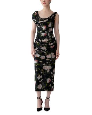 Silk Draped Off Shoulder Dress
