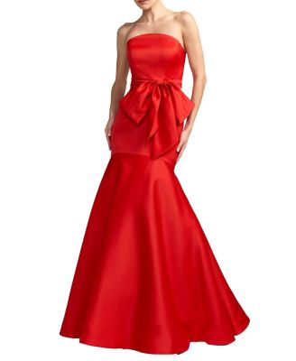  Strapless Satin Mermaid Gown with Oversize Bow