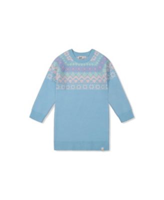  Girls' Knit Fair Isle Yoke Raglan Sleeve Dress - Little Kid, Big Kid