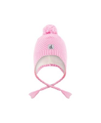  Girls' Winter Peruvian Fleece Lined Ear Flap Knit Hat with Pompom - Little Kid, Big Kid