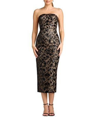  Viviana Strapless Sequin Bodycon Tea-Length Dress