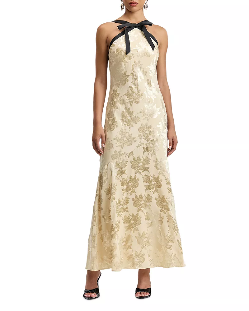 Avec Les Filles Contrast Bow Maxi Dress