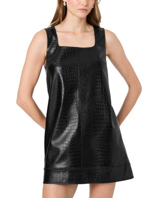Faux Croc Square Neck Mini Dress