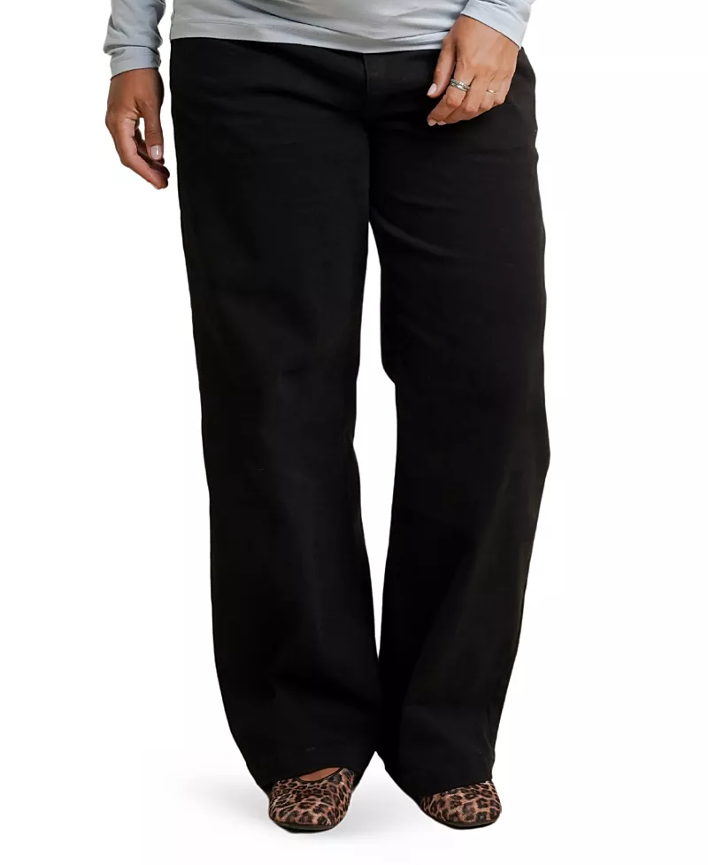 Nom Maternity Slouch Under the Belly Boyfriend Jeans in Washed Black