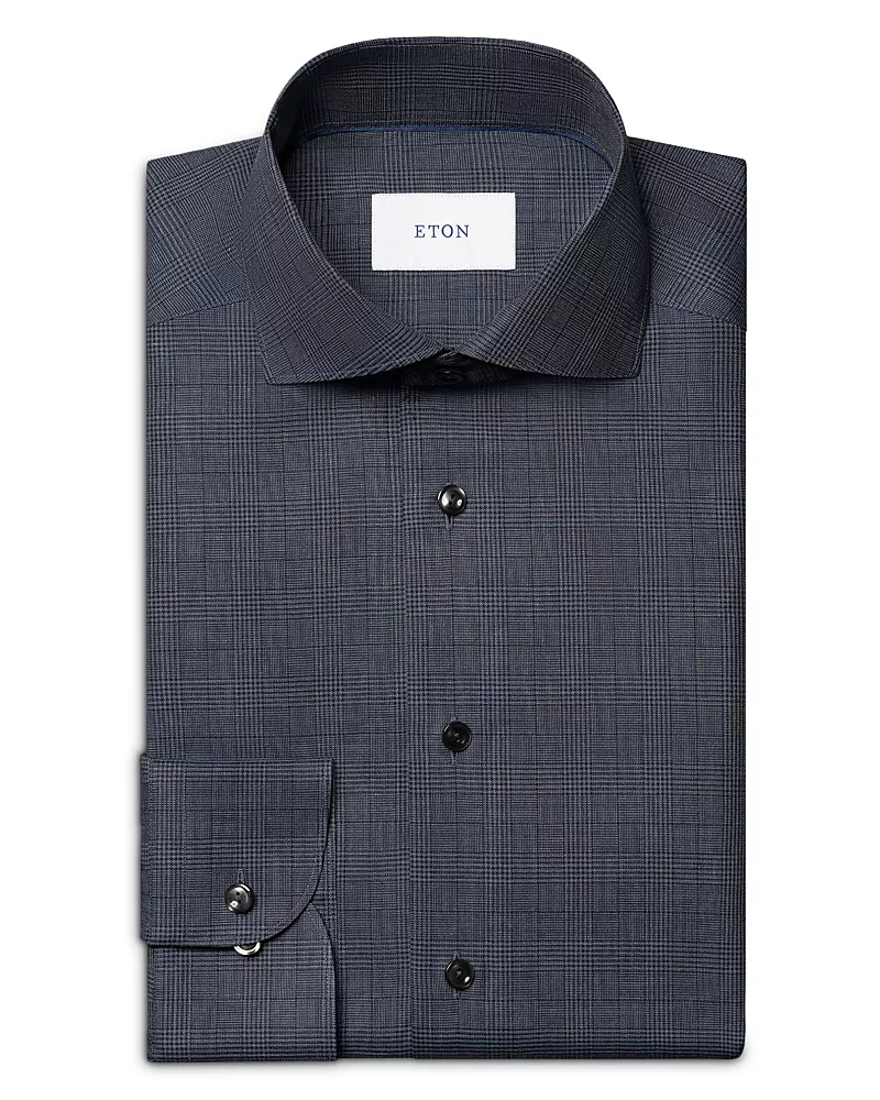 Eton Cotton Slim Fit Check Flannel Dress Shirt