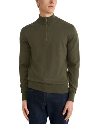 Merino Wool Quarter Zip Knit Sweater