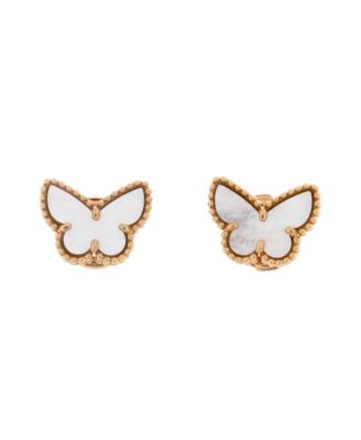 Pre-Owned Van Cleef & Arpels Sweet Alhambra Butterfly Stud Earrings 18K Gold and Mother of Pearl