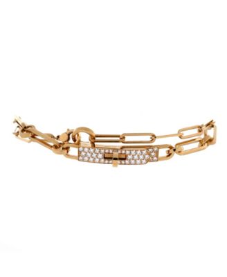 Small Kelly Chaine Double Tour Convertible Bracelet 18K Gold and Pave Diamonds