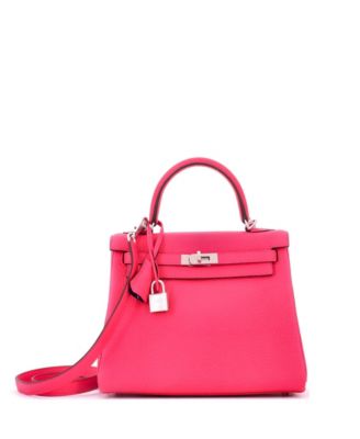 Kelly 25 Handbag Bicolor Clemence with Brushed Palladium Hardware