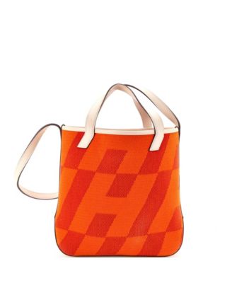 27 Cabas H en Biais Tote Canvas with Leather