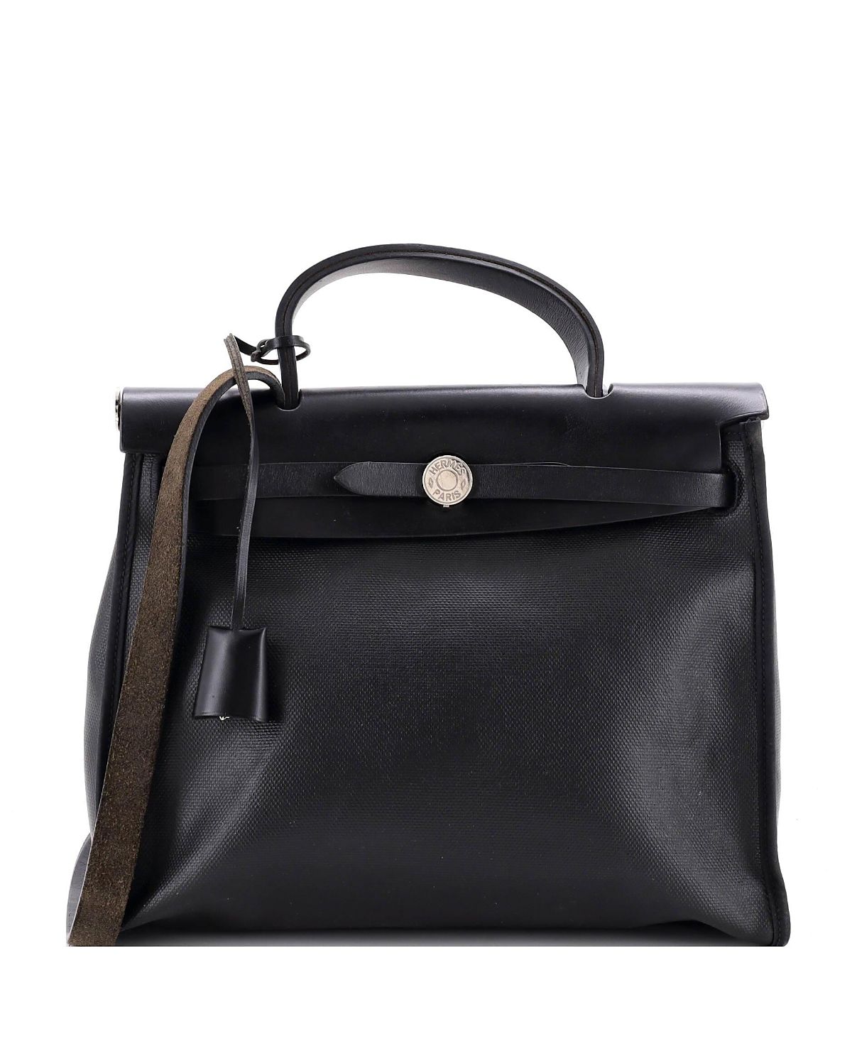 Pre-Owned HERMES 31 Herbag Zip Berline Vache Canvas and Leather