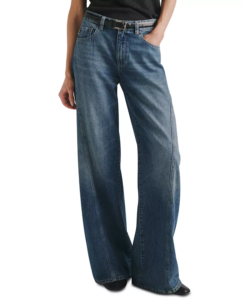DL1961 Alex Petite Highluxe Mid Rise Baggy Wide Leg Jeans in Authentic