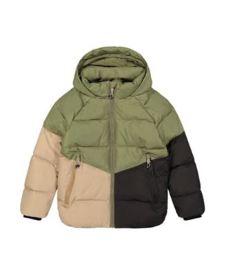 Boys' Color Block Hooded Fleece Lined Winter Jacket - Little Kid