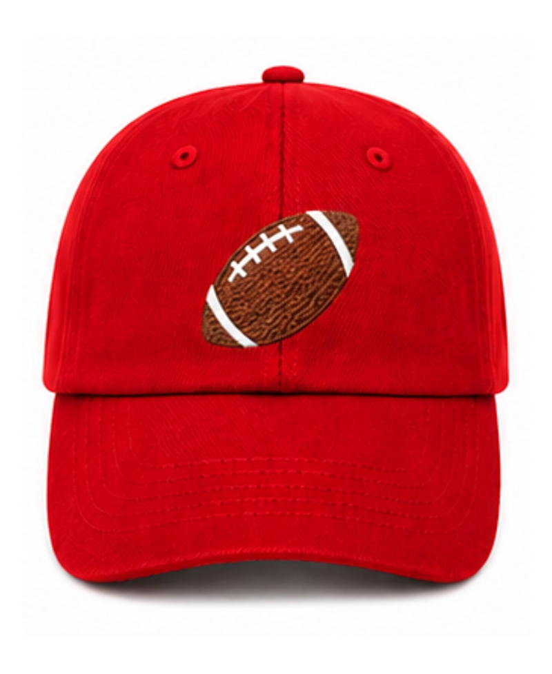Bits & Bows Unisex Football Baseball Hat In Red