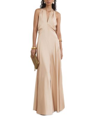 Satin Halter Neck Maxi Dress