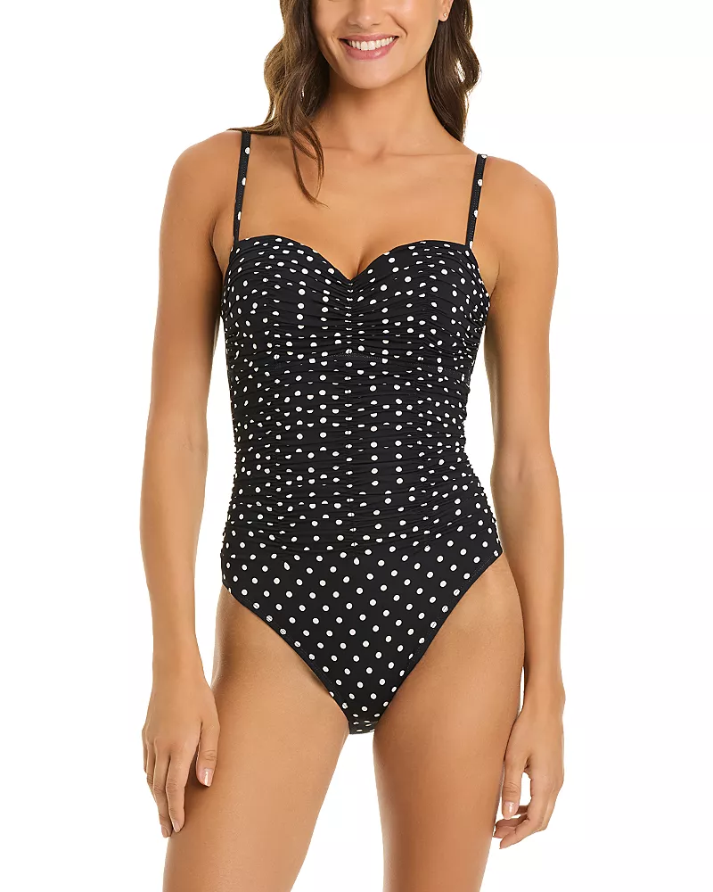 Bleu Rod Beattie Ruched Waist Sweetheart Neck Swimsuit