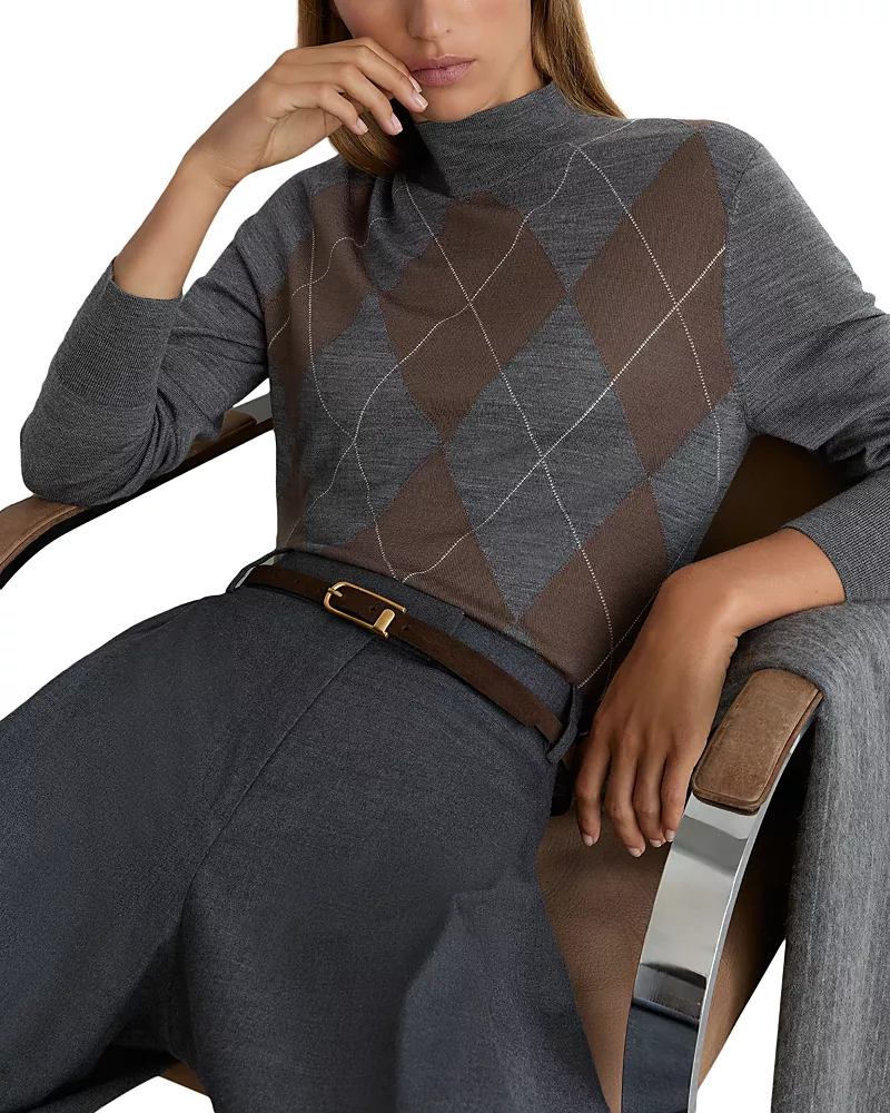 Reiss Sage Wool Argyle Sweater