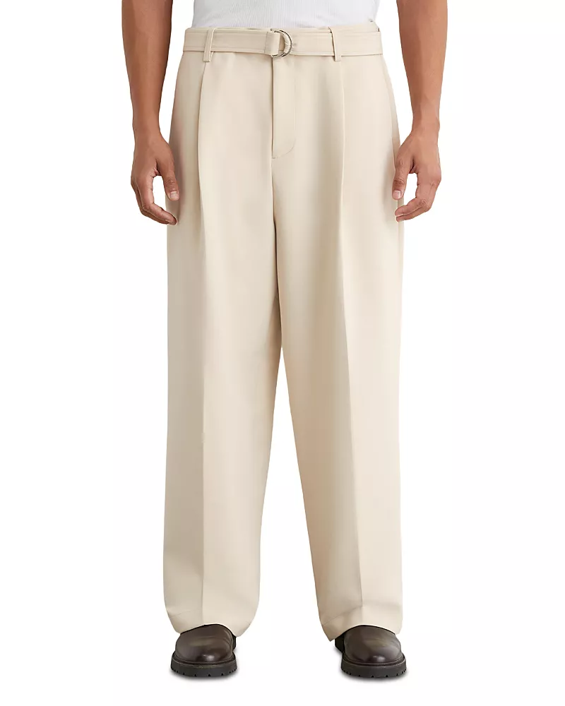 Reiss Atwell Relaxed Fit Wide Leg Pleated Trousers