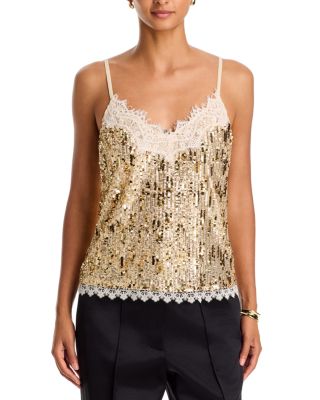 Lace Trim Sequin Tank - Exclusive