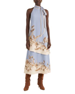 Blooming Garden Tie Neck Midi Dress