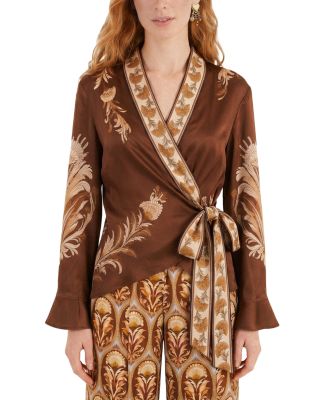Camafeu Vermelho Moscato V Neck Wrap Blouse
