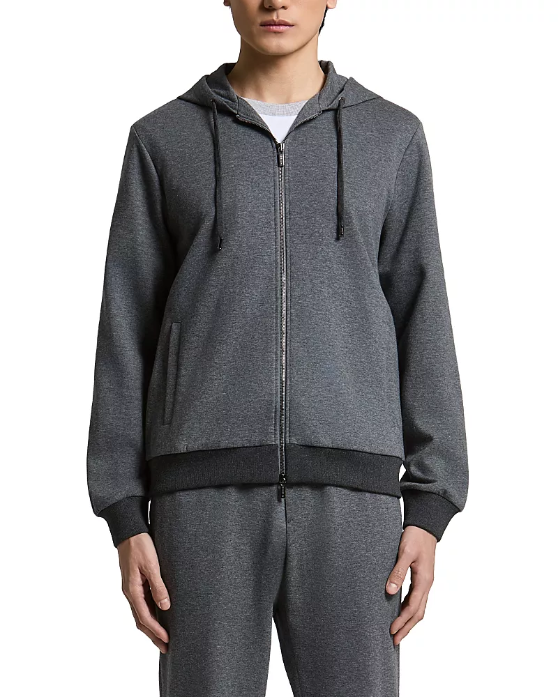 Peserico Cotton Blend Hooded Zip Sweatshirt