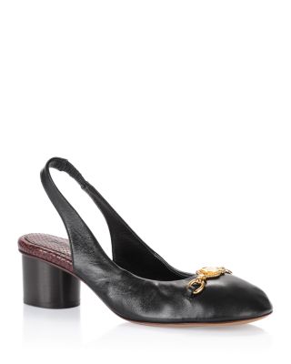 Women's Embellished Leather Slingback Pumps