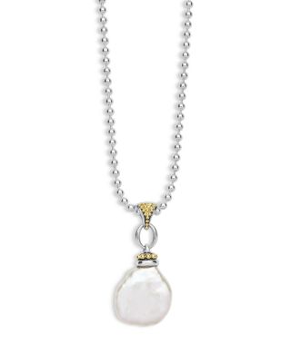 18K Yellow Gold & Sterling Silver Signature Caviar Cultured Freshwater Pearl Pendant Necklace, 16-18"