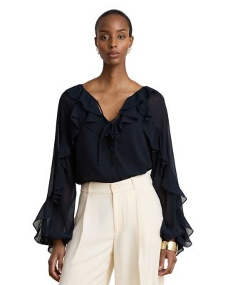 Ruffled Crinkle Georgette Blouse