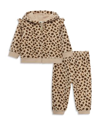 Girls' Leopard Print Cotton Blend Hoodie & Pants Set - Baby 