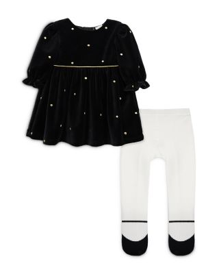 Girls' Gold Dot Dress & Tights Set - Baby