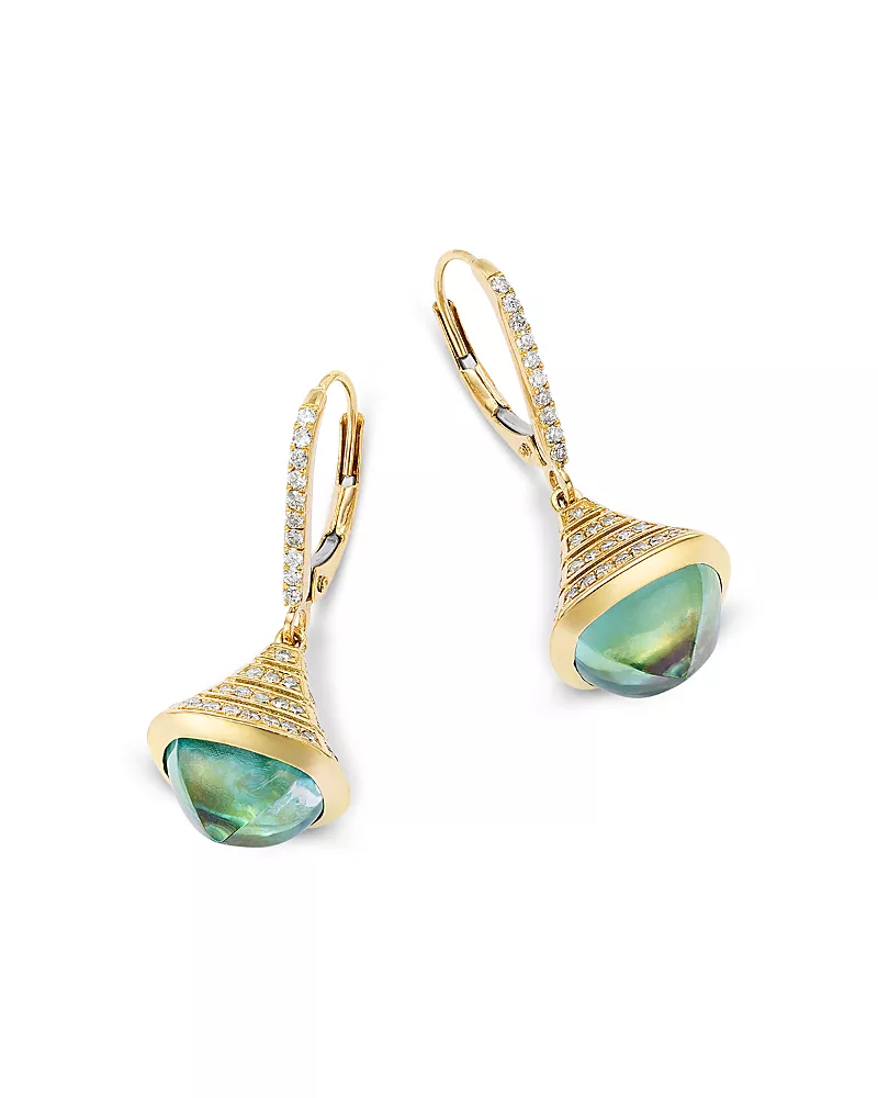 Bloomingdale's Fine Collection Diamond & Peridot Drop Earrings in 14K Yellow Gold, 0.75 tcw