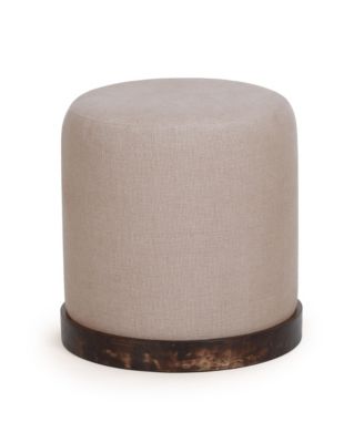  Como Burl and Cotton Jute Designer Accent Stool