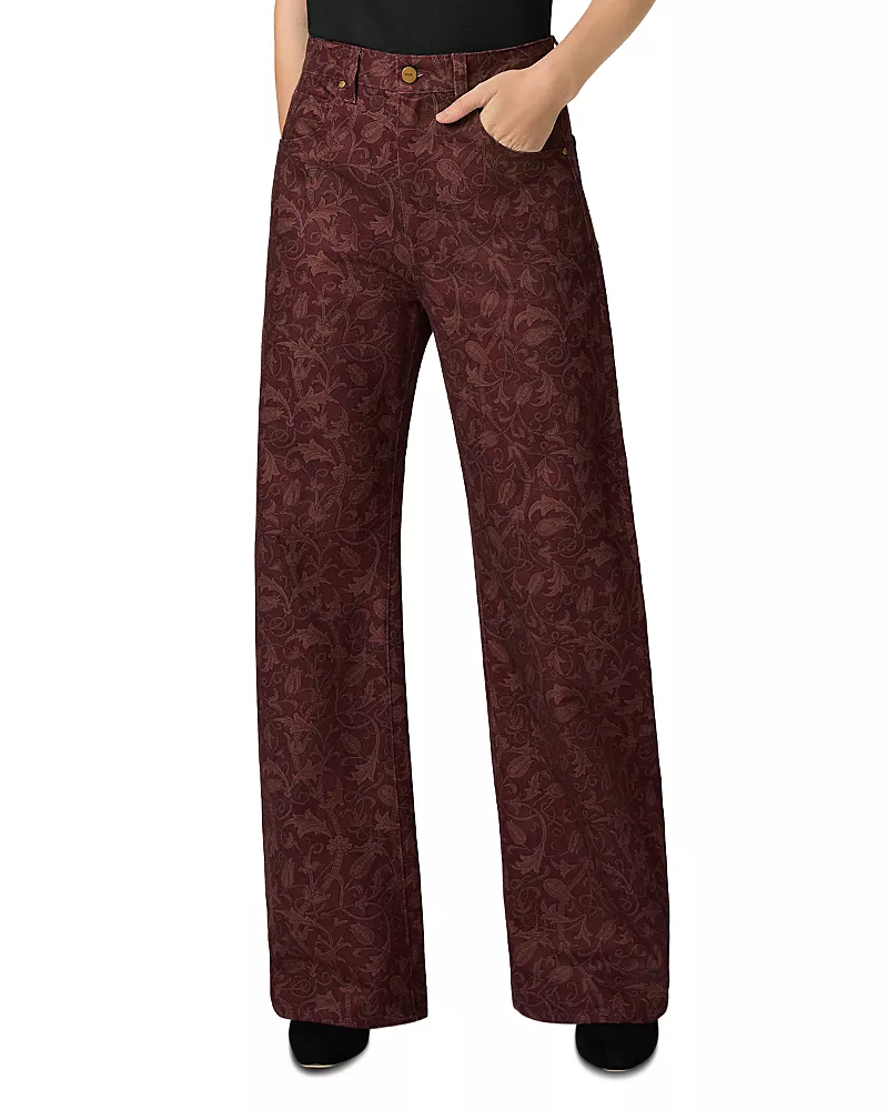 Paige Arellia High Rise Wide Leg Jeans in Etched Tulip Garnet Multi