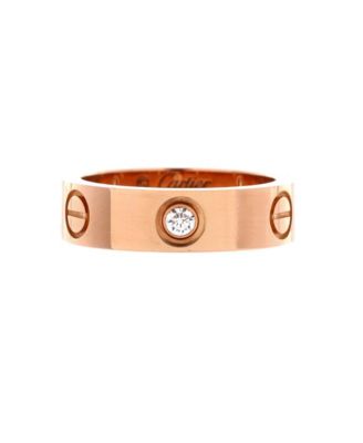 Love 3 Diamonds Band Ring 18K Rose Gold with Diamonds