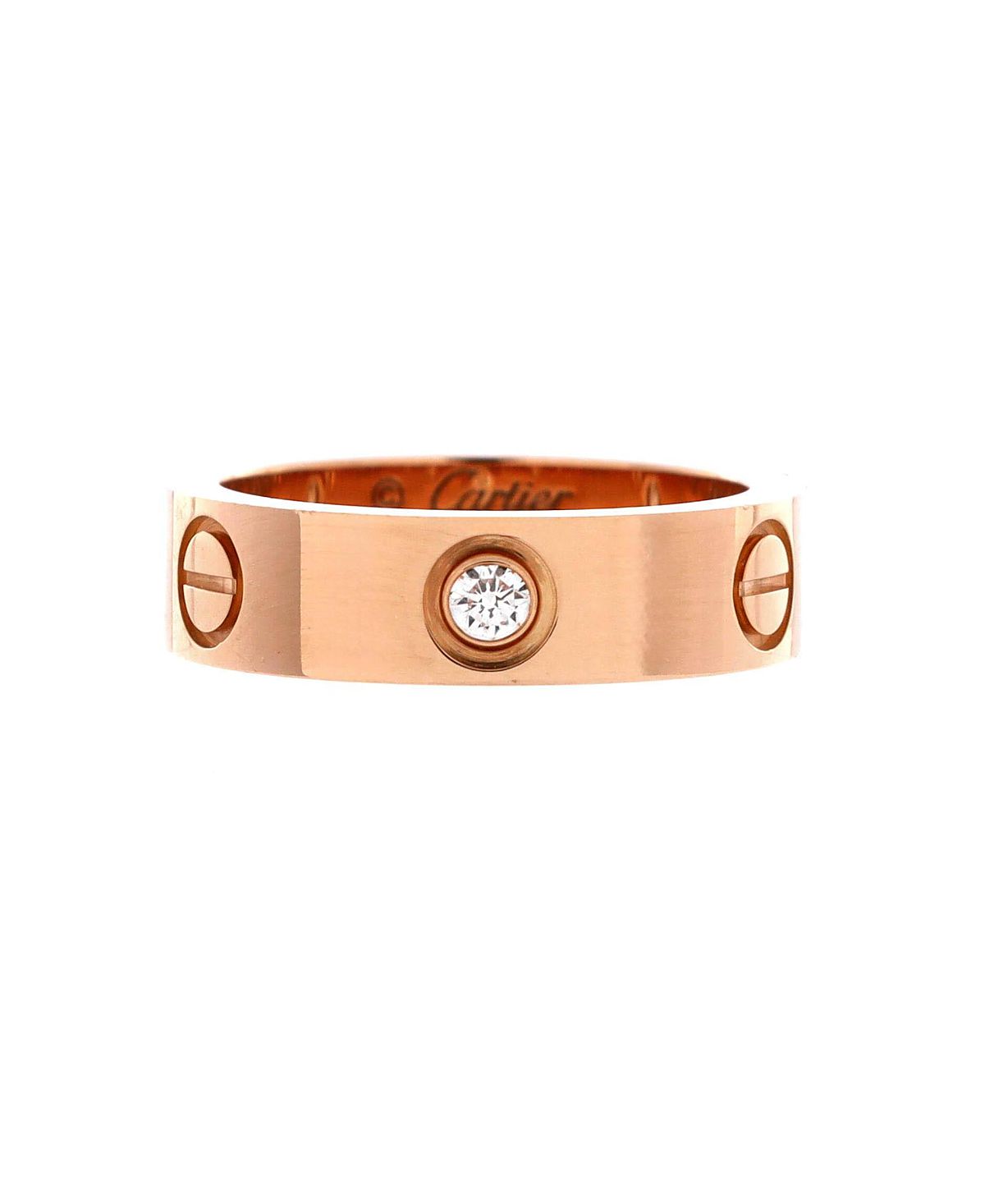 Pre-Owned Cartier Love 3 Diamonds Band Ring 18K Rose Gold with Diamonds
