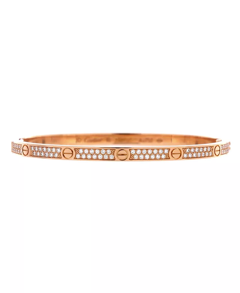 Pre-Owned Cartier Small Love Bracelet 18K Rose Gold with Pave Diamonds