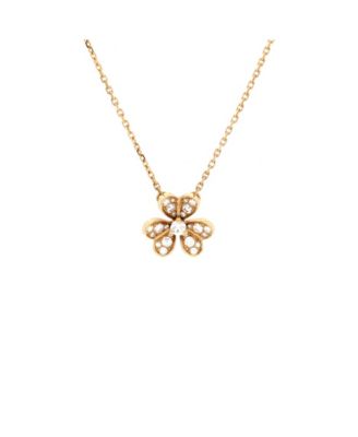 Pre-Owned Van Cleef & Arpels Mini Frivole Pendant Necklace 18K Gold with Pave Diamonds, 15.75