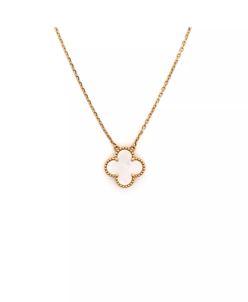 Pre-Owned Van Cleef & Arpels Vintage Alhambra Pendant Necklace 18K Gold and Mother of Pearl, 18.25
