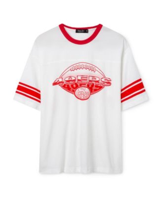  Unisex NFL San Francisco 49ers Oversized Striped Ringer Tee