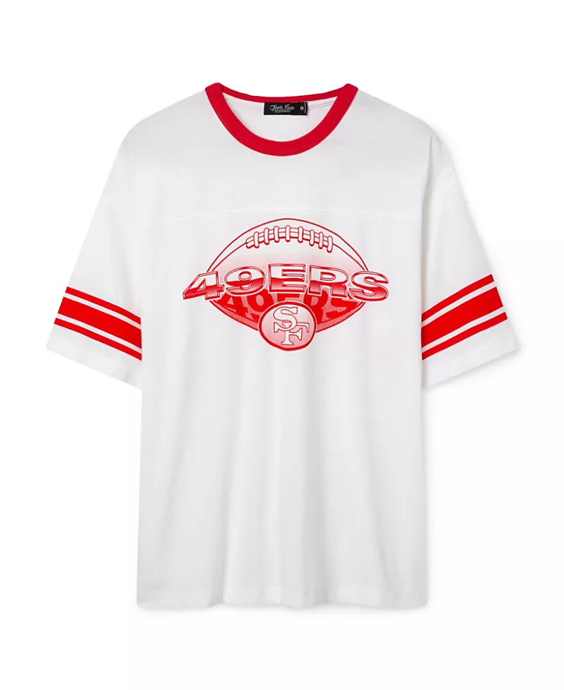 Junk Food Clothing Unisex Nfl San Francisco 49ers Oversized Striped Ringer Tee