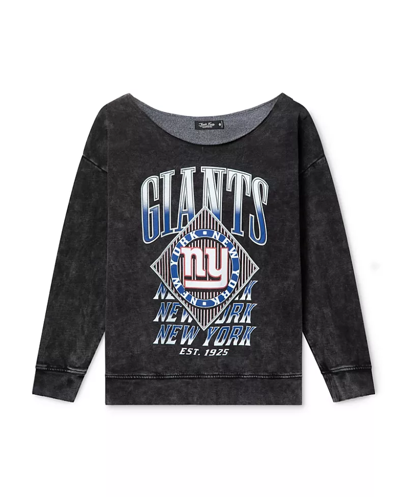 Junk Food Clothing Women's Nfl New York Giants Off Shoulder Cropped Fleece