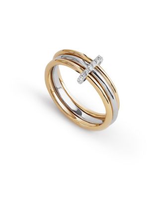 Ana Luisa Solid Yellow Gold Two Tone Trio Diamond Link Ring