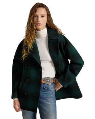 Sculpted Plaid Peacoat