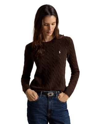 Cable Wool Cashmere Crewneck Slim Fit Sweater