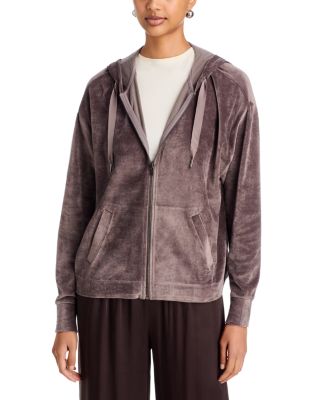 Velour Long Sleeve Zip Hoodie