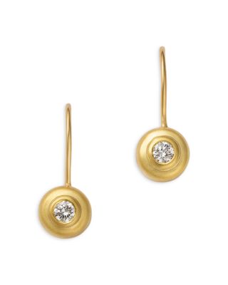 Zoe Chicco 14K Yellow Gold Diamond Solitaire Brushed Bezel Drop Earrings, 0.20 tcw