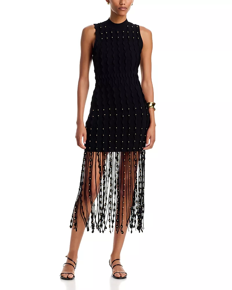 Simkhai Noemie Embellished Fringe Midi Dress