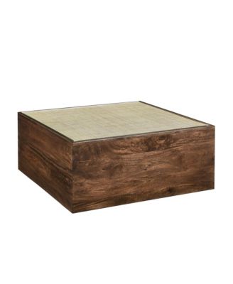  Truett Square Wood Rattan Coffee Table